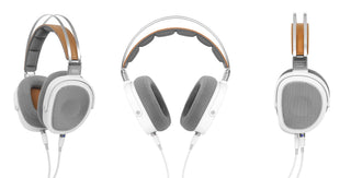 Angled, front and side views of the Koss A/550 heaphone