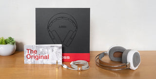 Image showing the Koss A/550 on a desk with it's packaging