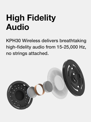 High Fidelity Audio - KPH30 Wireless delivers breathtaking high-fidelity audio from 15-25,000 Hz, no strings attached.