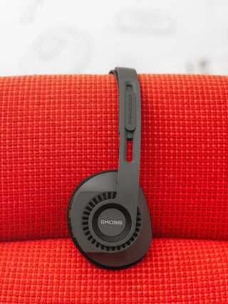 Side view of the Koss KPH30 Wireless Headphones in Gray showing the adjustable headband