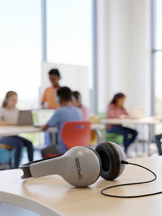 Koss UR10 on a classroom desk