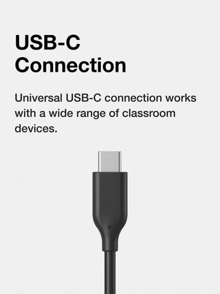 USB-C plug on a white background with text